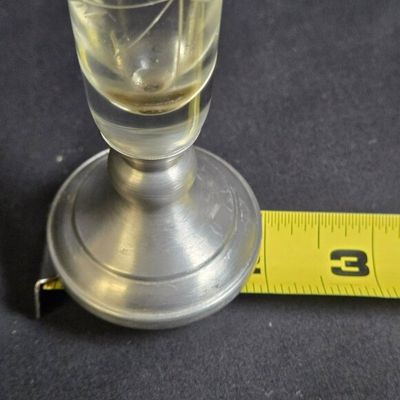 Vintage WEB Pewter & Etched Ruffled Glass Bud Vase Wheat Design 7.5" Marked - Picture 11 of 12